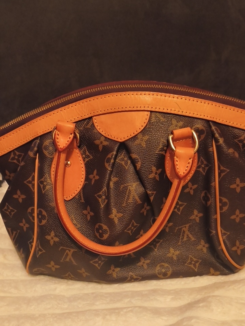 Pre-owned Tivoli Louis Vuitton Brown Monogram Satchel with Tan Vachetta Handles